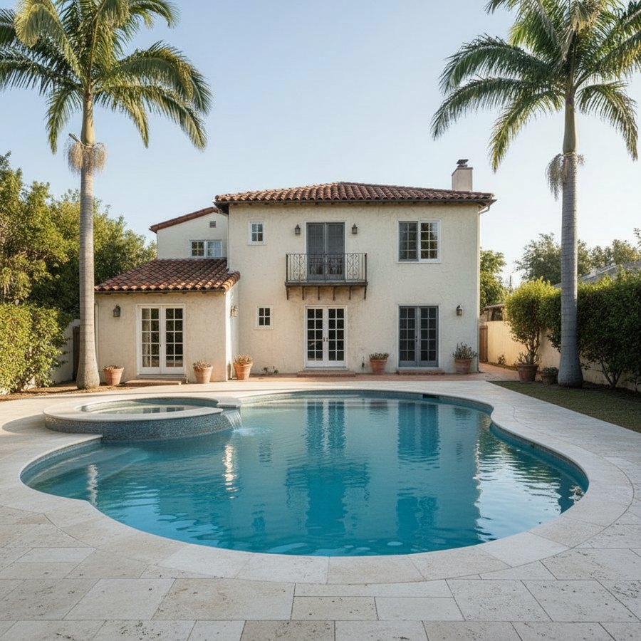 Spanish-Style Pool Build after